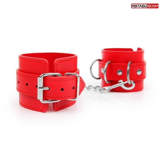Красные наручники на регулируемых ремешках с цепочкой