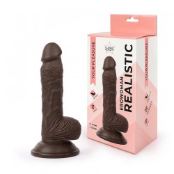 Коричневый реалистичный фаллоимитатор Erowoman на присоске - 18 см. Коричневый реалистичный фаллоимитатор Erowoman на присоске - 18 см.