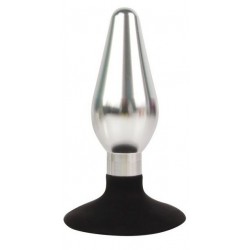 Серебристо-черная конусовидная анальная пробка - 10 см. Серебристо-черная конусовидная анальная пробка - 10 см.