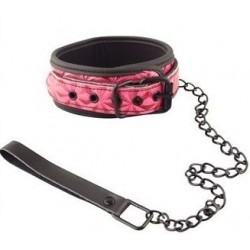 Розово-чёрный ошейник с поводком Collar With Leash Розово-чёрный ошейник с поводком Collar With Leash