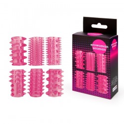 Набор из 6 розовых насадок на пенис - 5,5 см. Набор из 6 розовых насадок на пенис - 5,5 см.