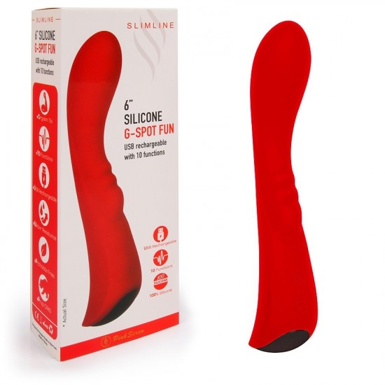 Красный вибромассажер 6 Silicone G-Spot Fun - 19,1 см.