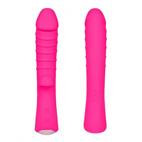 Ярко-розовый вибромассажер 5 Silicone Wild Passion - 19,1 см.