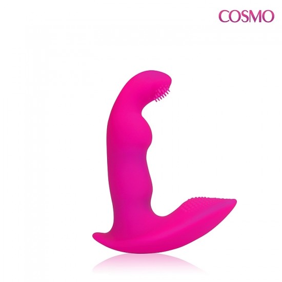 Розовый силиконовый вибромассажер  Cosmo - 9 см.