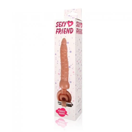 Телесная насадка на член Sexy Friend для двойного проникновения - 18 см. SF-70154-1