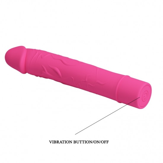 Розовый вибратор Vic с выделенными венками - 15,5 см.