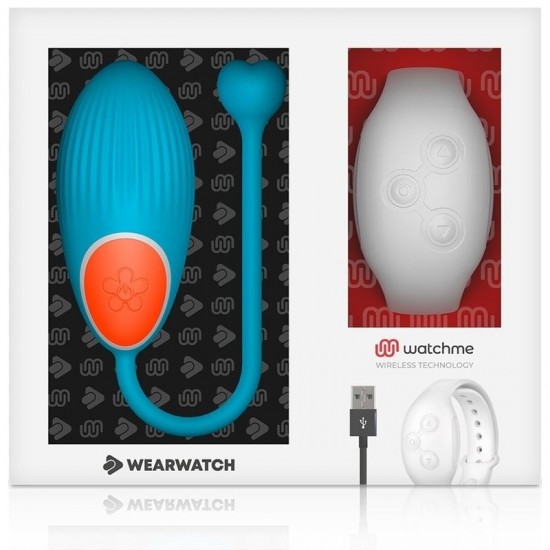 Голубое виброяйцо с белым пультом-часами Wearwatch Egg Wireless Watchme