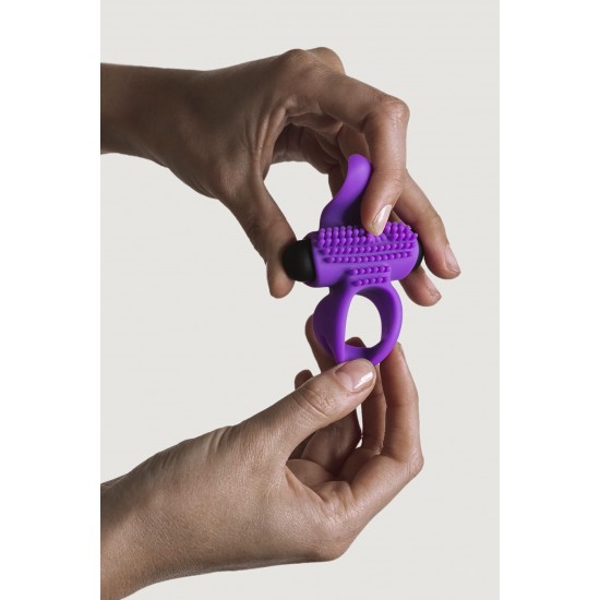 Bullet Lastic Ring Эрекционное кольцо с подхватом мошонки и стимуляццией клитора фиолетовое