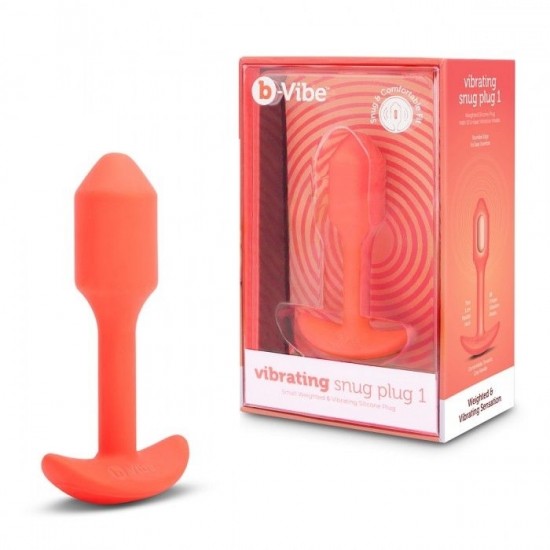 Оранжевая вибропробка для ношения B-vibe Snug Plug 1 - 10 см.