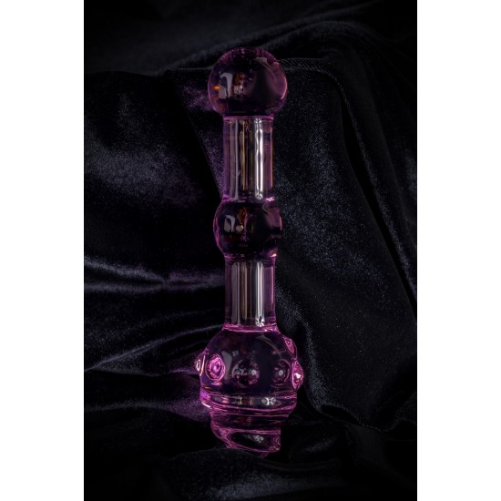 Двусторонний фаллоимитатор Sexus Glass, стекло, розовый, 17 см