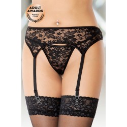 Пояс для чулок и стринги SoftLine Collection из кружева, черный, S/M Пояс для чулок и стринги SoftLine Collection из кружева, черный, S/M