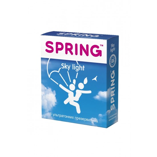 Презервативы Spring Sky Light, ультратонкие, латекс, 17,5 см, 3 шт