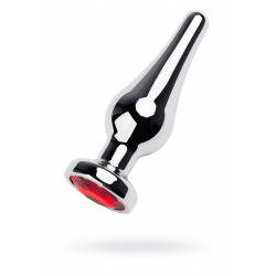 Анальная втулка Metal by TOYFA, металл, серебряная, с красным кристаллом, 10 см, Ø 3 см, 95 г Анальная втулка Metal by TOYFA, металл, серебряная, с красным кристаллом, 10 см, Ø 3 см, 95 г