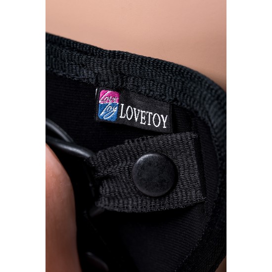 Страпон на креплении LoveToy UNI strap 8 Black belt champion с вибрацией, телесный