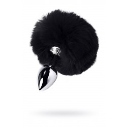 Анальная втулка TOYFA Metal, маленькая, металл+искусственный мех, серебряная, с черным хвостиком, 4 Анальная втулка TOYFA Metal, маленькая, металл+искусственный мех, серебряная, с черным хвостиком, 4