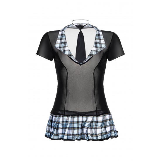 Костюм школьницы Candy Girl Micki (топ, галстук, стринги), черно-синий, XL