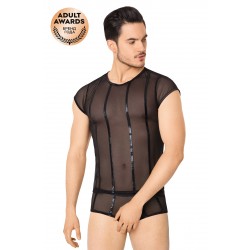 Костюм-сетка с полосками мужской SoftLine Collection (майка, шорты), черный, M/L Костюм-сетка с полосками мужской SoftLine Collection (майка, шорты), черный, M/L