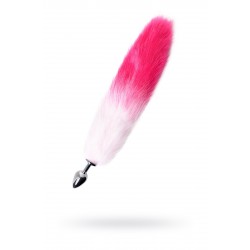 Анальная втулка Metal by TOYFA с бело-розовым хвостом, металл, серебряная, 45 см, Ø 2,7 см Анальная втулка Metal by TOYFA с бело-розовым хвостом, металл, серебряная, 45 см, Ø 2,7 см