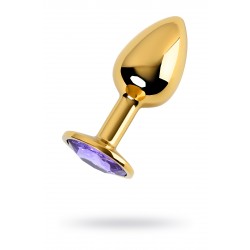 Анальная втулка Metal by TOYFA, металл, золотая, с фиолетовым кристаллом, 7 см, Ø 2,8 см, 50 г Анальная втулка Metal by TOYFA, металл, золотая, с фиолетовым кристаллом, 7 см, Ø 2,8 см, 50 г