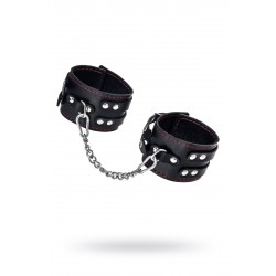 Оковы с двумя ремнями и чернои подкладкои Pecado BDSM, натуральная кожа, черные