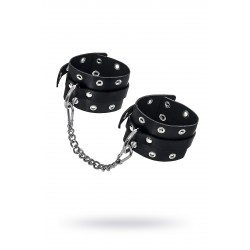 Оковы однослоиные с люверсами Pecado BDSM, натуральная кожа, черные