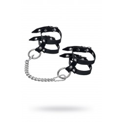Оковы однослоиные из двух ремешков Pecado BDSM, натуральная кожа, черные