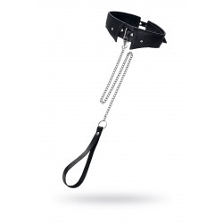 Ошеиник-воротник с поводком Pecado BDSM, натуральная кожа, черный Ошеиник-воротник с поводком Pecado BDSM, натуральная кожа, черный