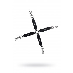 Сцепка крестообразная с карабинами Pecado BDSM для фиксации рук и ног, натуральная кожа, черный Сцепка крестообразная с карабинами Pecado BDSM для фиксации рук и ног, натуральная кожа, черный