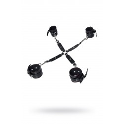 Бандажный набор Pecado BDSM (сцепка, наручники, оковы), натуральная кожа, черный Бандажный набор Pecado BDSM (сцепка, наручники, оковы), натуральная кожа, черный