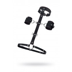 Сбруя для фиксации шеи и рук Pecado BDSM, натуральная кожа, черная Сбруя для фиксации шеи и рук Pecado BDSM, натуральная кожа, черная