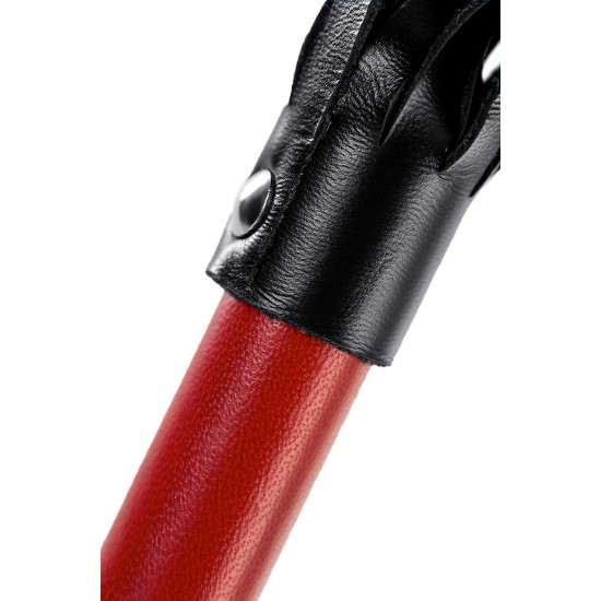 Плеть с краснои рукоятью Pecado BDSM, натуральная кожа, красная