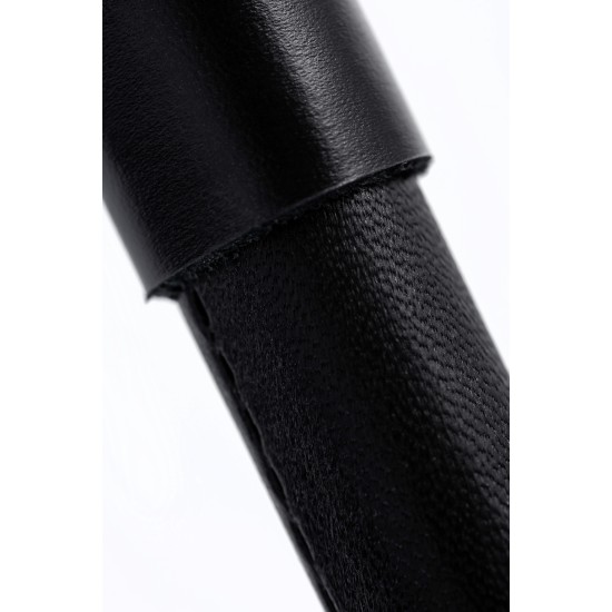 Плеть с чернои рукоятью Pecado BDSM, натуральная кожа, черная