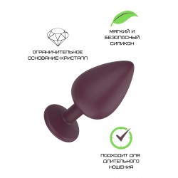 Пробка анальная Темно-красная силиконовая с прозрачным кристаллом S 3309-01 Пробка анальная Темно-красная силиконовая с прозрачным кристаллом S 3309-01