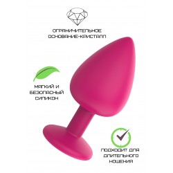 Пробка анальная Розовая силиконовая с прозрачным кристаллом M 3310-02 Пробка анальная Розовая силиконовая с прозрачным кристаллом M 3310-02