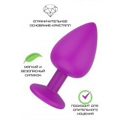 Пробка анальная Фиолетовая силиконовая с прозрачным кристаллом M 3308-02 Пробка анальная Фиолетовая силиконовая с прозрачным кристаллом M 3308-02