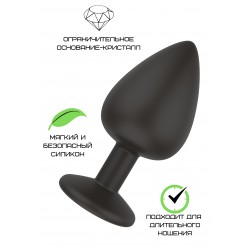 Пробка анальная Черная силиконовая с прозрачным кристаллом M 3307-02 Пробка анальная Черная силиконовая с прозрачным кристаллом M 3307-02