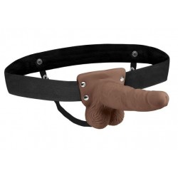 Коричневый перезаряжаемый вибрострапон - 18 см. Коричневый перезаряжаемый вибрострапон - 18 см.