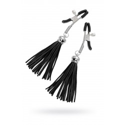 Зажимы на соски прищепки с кисточками из замши Pecado BDSM, металл, черный Зажимы на соски прищепки с кисточками из замши Pecado BDSM, металл, черный