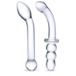 Набор из 2 стеклянных изогнутых фаллоимитаторов Набор из 2 стеклянных изогнутых фаллоимитаторов