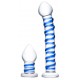 Набор из 2 стеклянных игрушек с синей спиралью Swirly Dildo & Buttplug Set