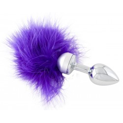 Анальная втулка Metal by TOYFA, металл, серебряная, с фиолетовой опушкой, 17 см, Ø 2,9 см, 165 г Анальная втулка Metal by TOYFA, металл, серебряная, с фиолетовой опушкой, 17 см, Ø 2,9 см, 165 г