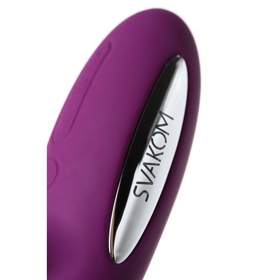Вибратор с клиторальным стимулятором Svakom Adonis, с подогревом, силикон, фиолетовый, 20 см