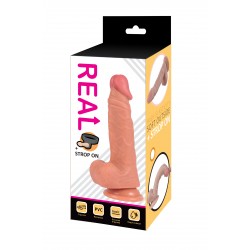 Телесный реалистичный фаллоимитатор REAL с трусиками для страпона - 17 см. Телесный реалистичный фаллоимитатор REAL с трусиками для страпона - 17 см.