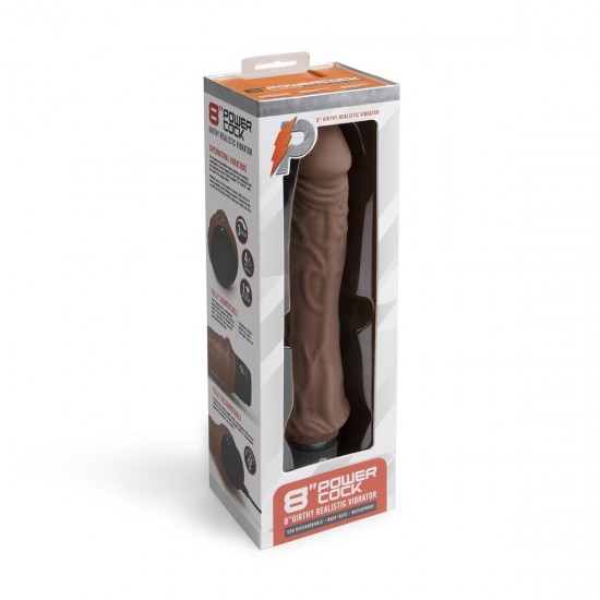 Коричневый вибратор-реалистик 8 Girthy Realistic Vibrator - 24,5 см.