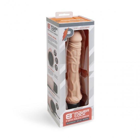 Телесный вибратор-реалистик 8 Girthy Realistic Vibrator - 24,5 см.