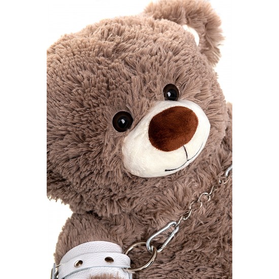 Бандажный набор Медведь бурый Pecado BDSM (оковы, наручники), натуральная кожа, белый