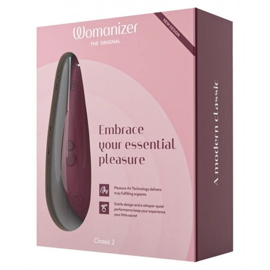 Бордовый бесконтактный стимулятор клитора Womanizer Classic 2