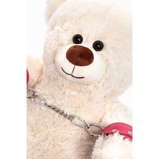 Бандажный набор Медведь белый Pecado BDSM (оковы, наручники), натуральная кожа, розовый